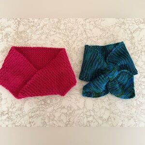 Two Handknit Wool Scarves